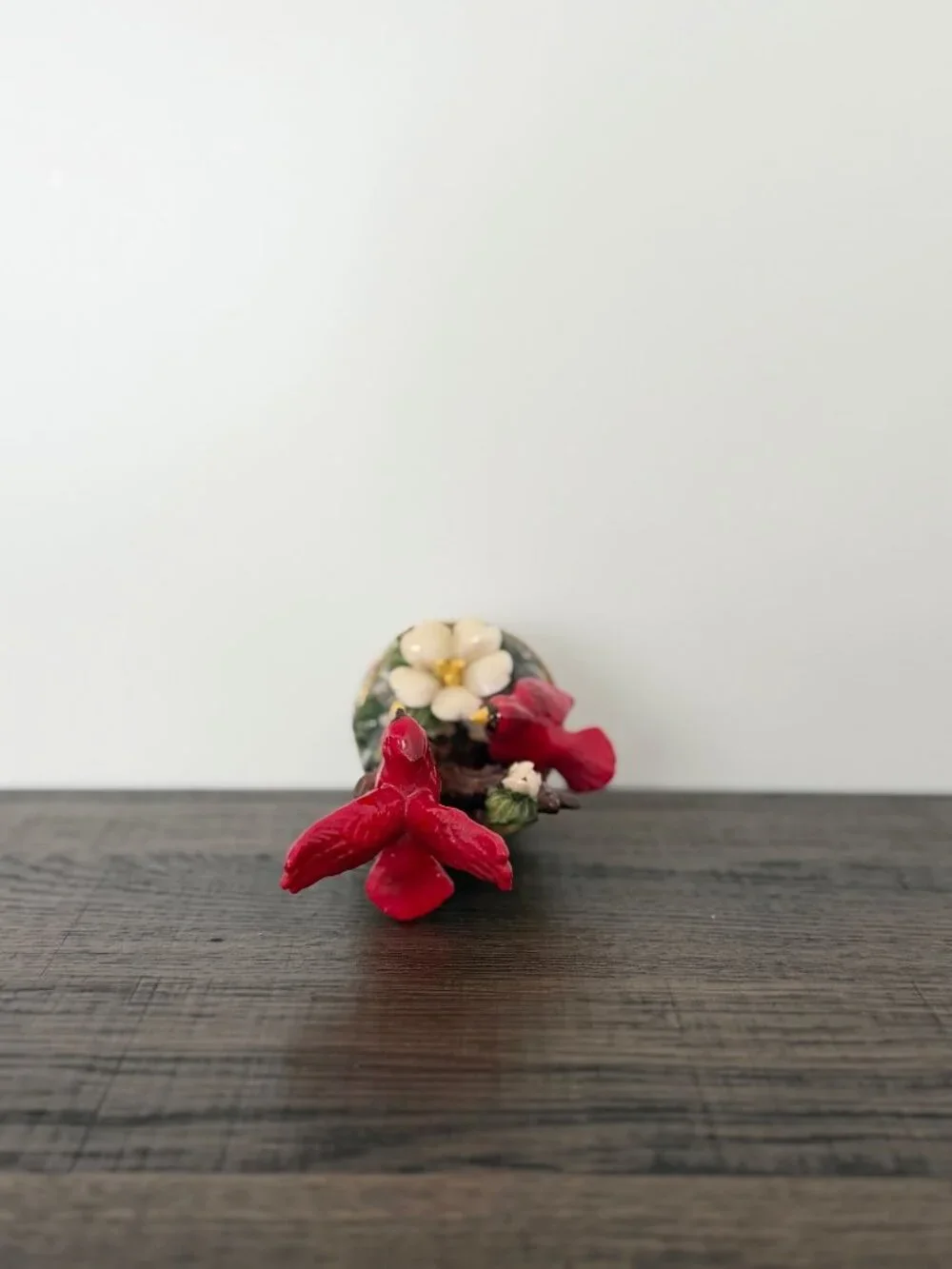 Vintage Cardinal Bird Trinket Box Porcelain Hinged Jewelry Box‎ Cottagecore